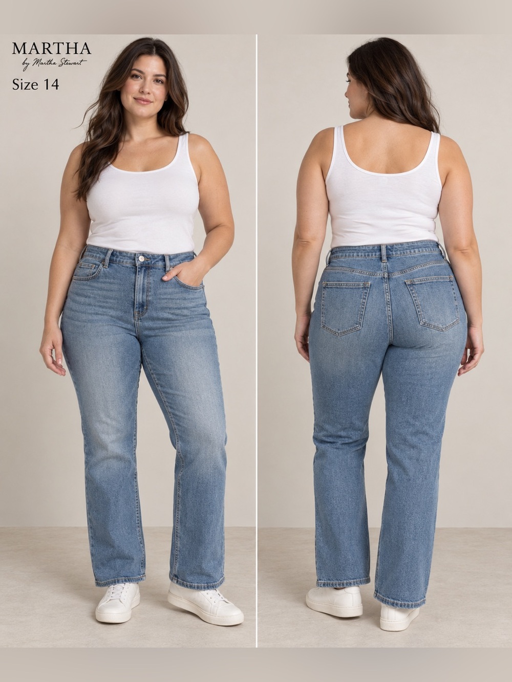 Martha by Martha Stewart Jeans Size 14 NWOT Medium Wash Straight Leg
